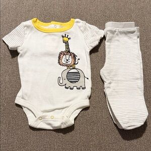 White and Yellow Kids One Piece with Animal Print